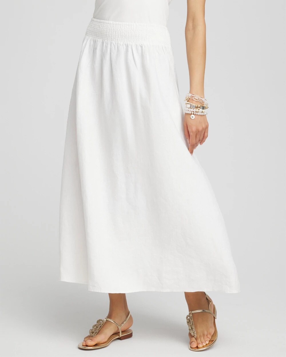 Chic A-line striped linen skirt